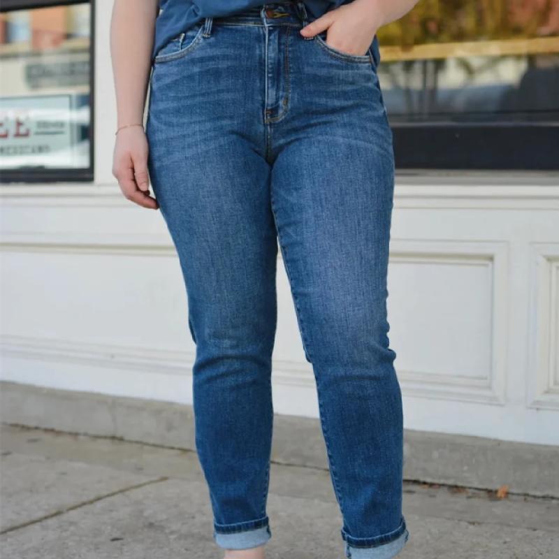 High Stretch Plus Size Women's Casual Jeans, Solid Button Fly High Rise Skinny flare  jeans